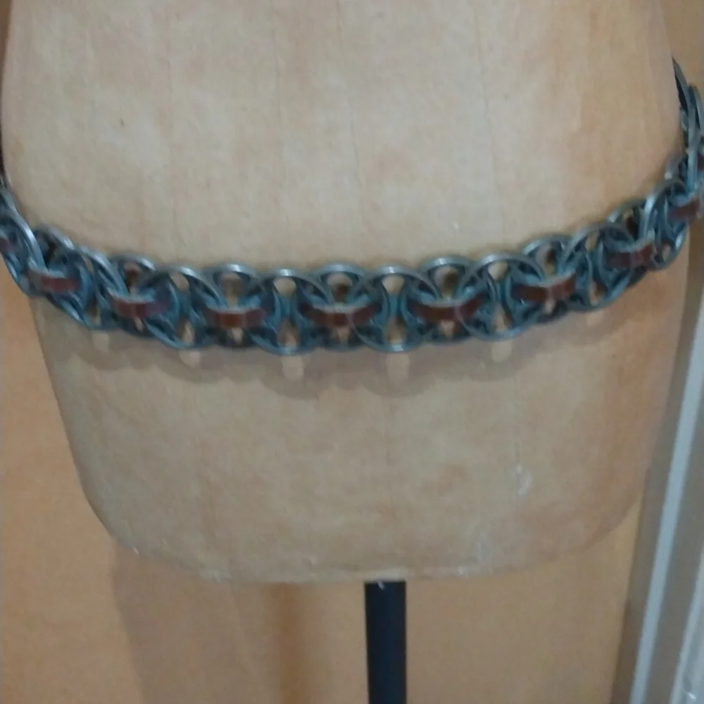 Vintage leather & metal belt